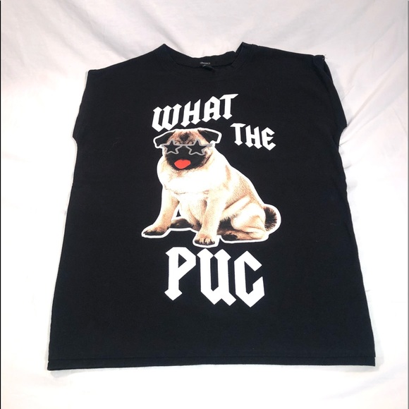Forever 21 Other - Men’s Forever 21 What the Pug Graphic Sleeveless Tank Top Shirt Size Small Black